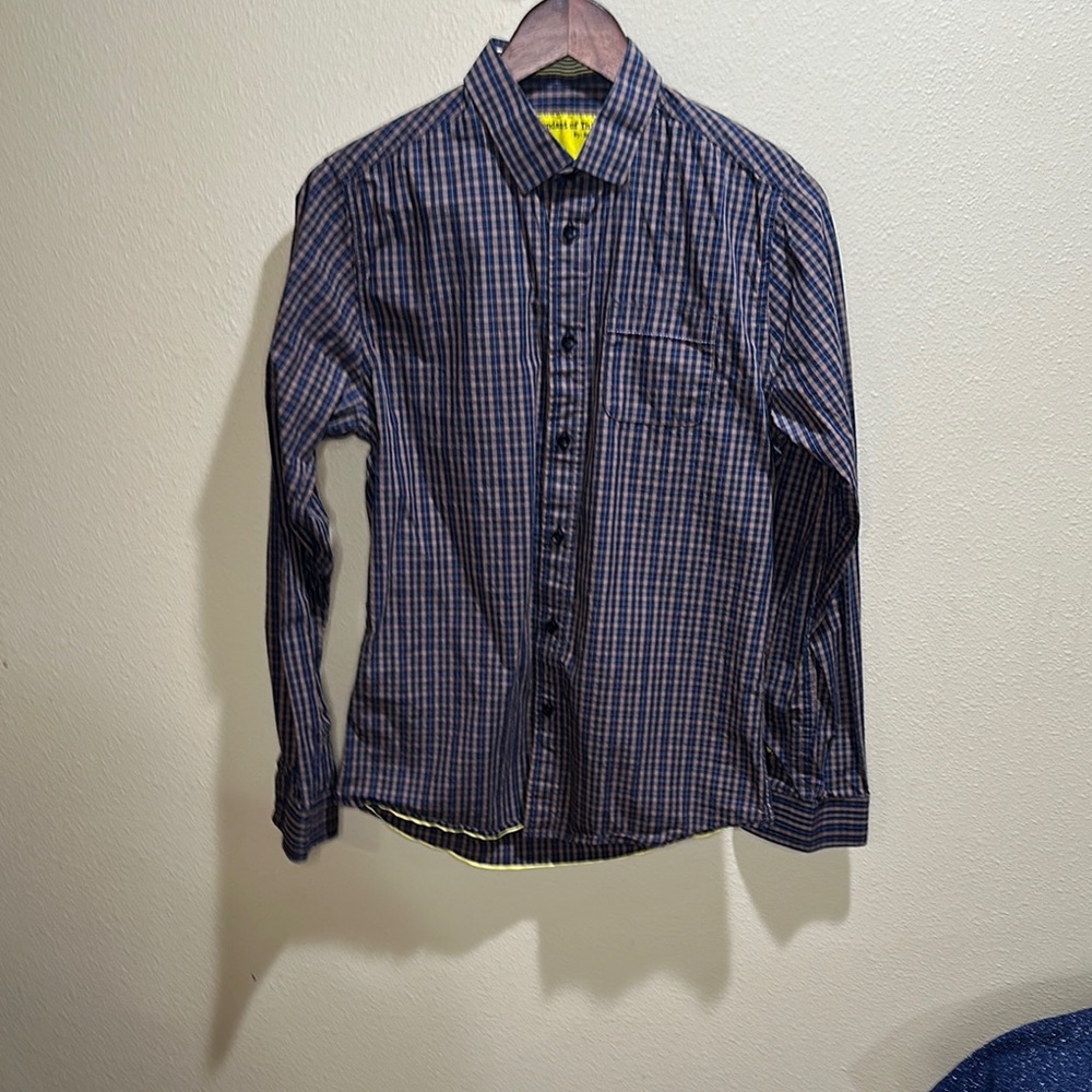 Blue and Black Casual Button Down Shirt with Classic Plaid Design